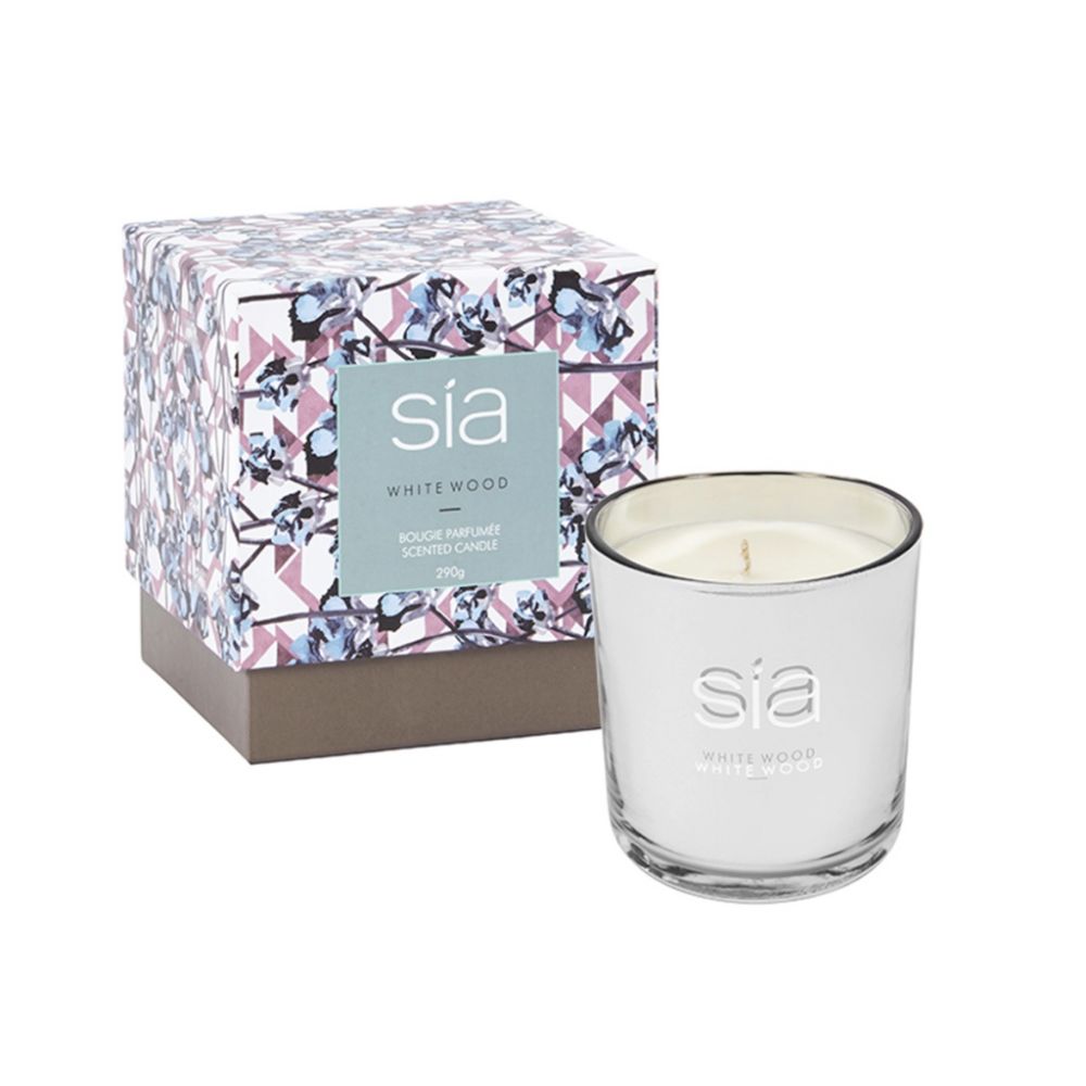 VIOLET SC.CANDLE WHITE WOOD LG